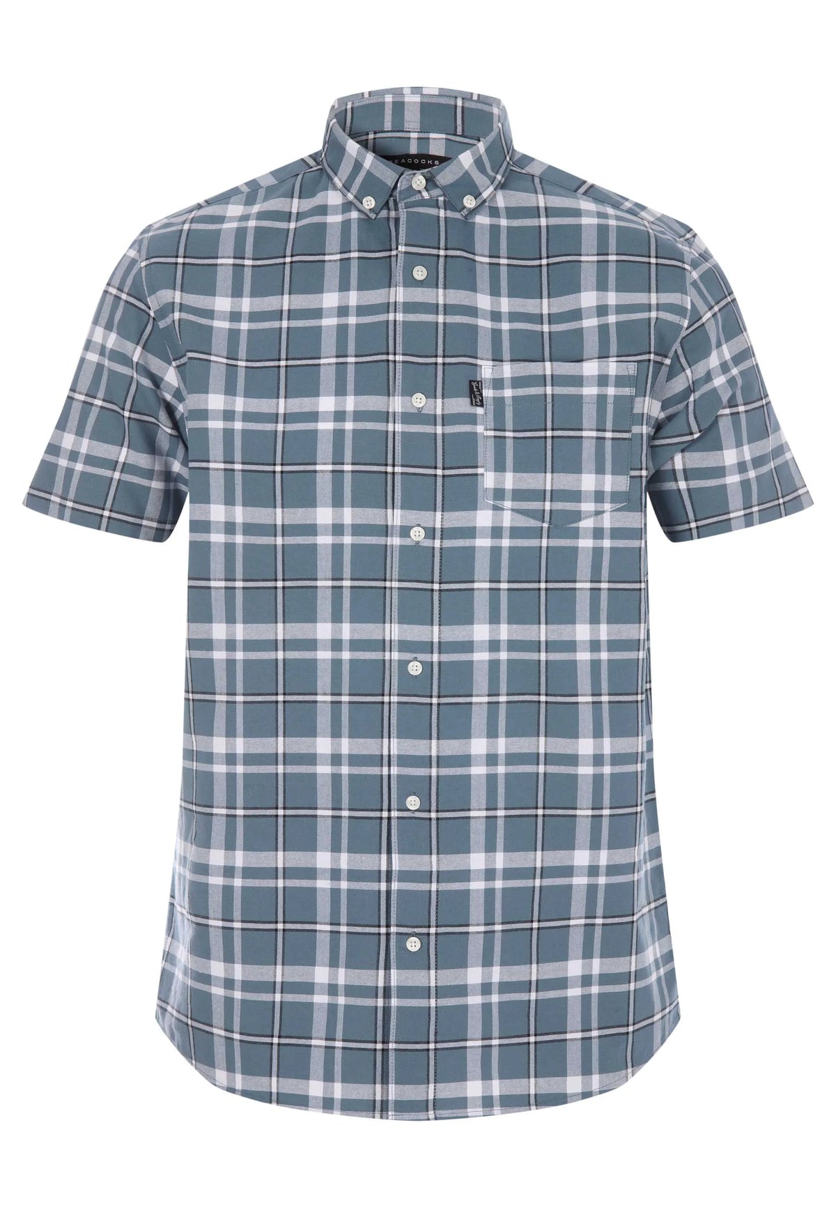 Mens Teal Check Cotton Oxford Shirt