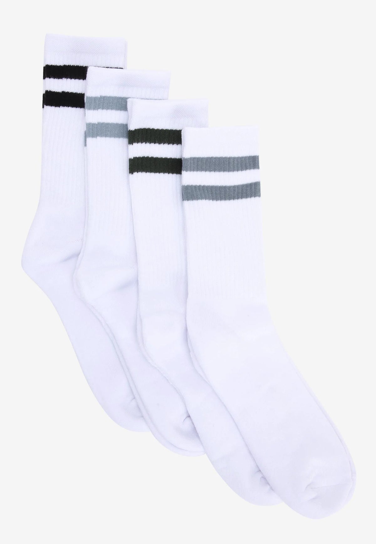 Mens 4pk White Stripe Ankle Sports Socks