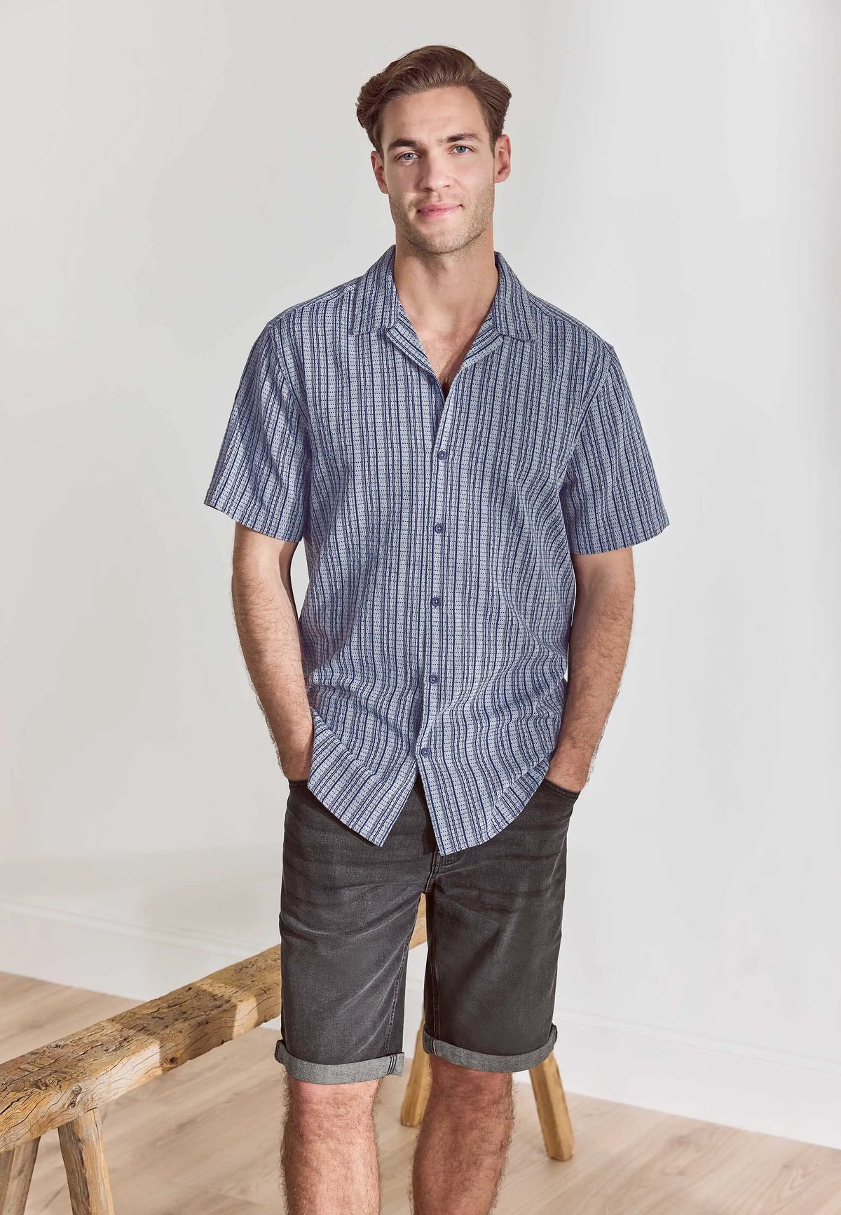 Mens Black Five Pocket Denim Shorts