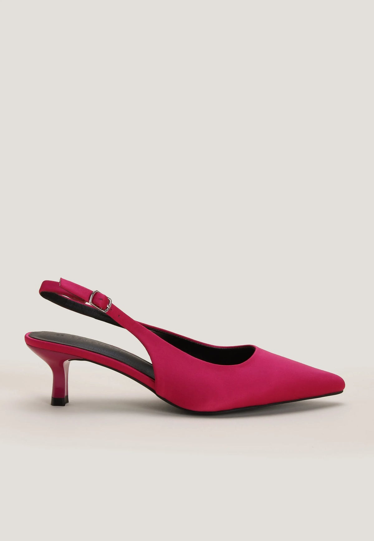Womens Pink Satin Stiletto Heel Slingback Pumps
