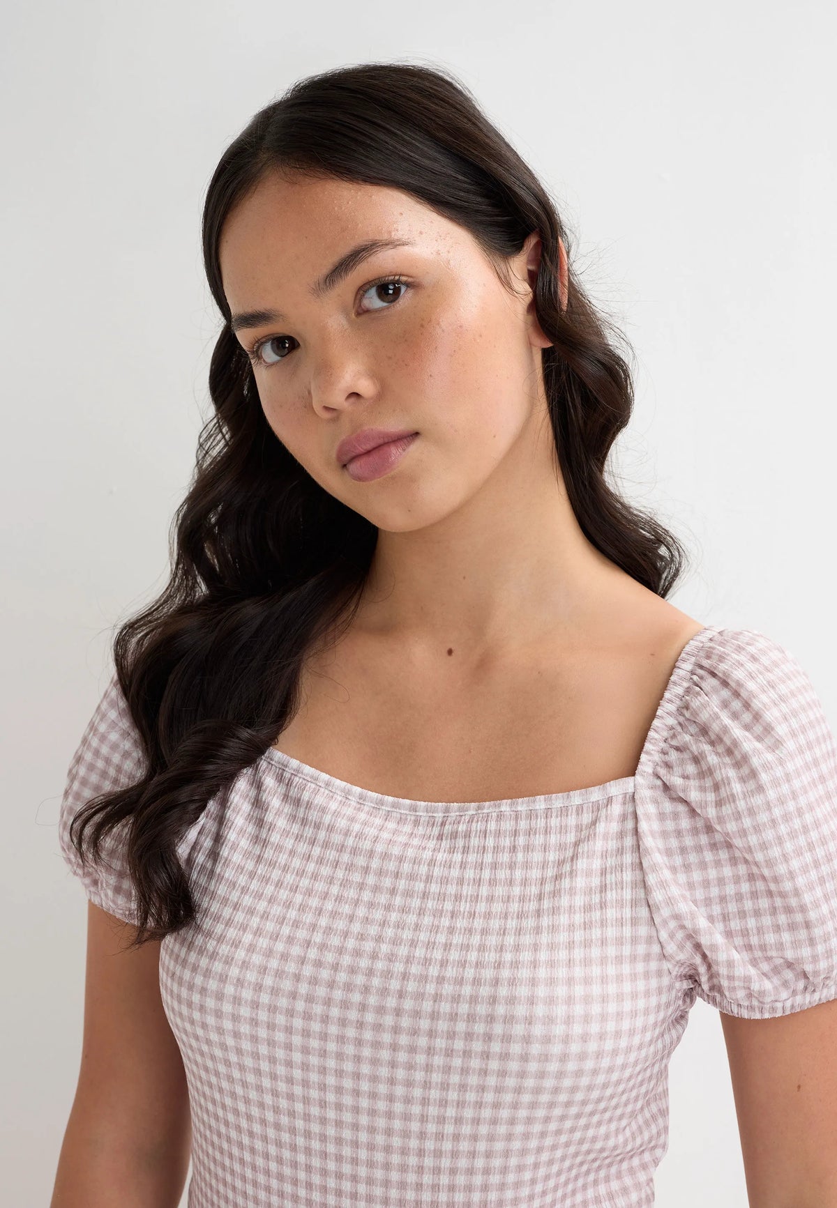 Older Girls Brown Gingham Tiered Ra-Ra Dress