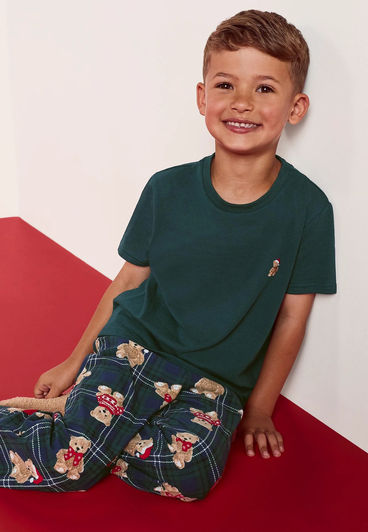 Boys Green Teddy Bear Family Pyjama Set