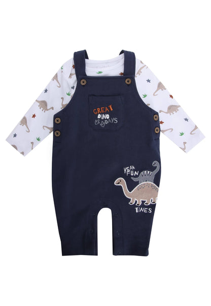 Baby Boys Navy Dino Days Dungarees & Bodysuit Set