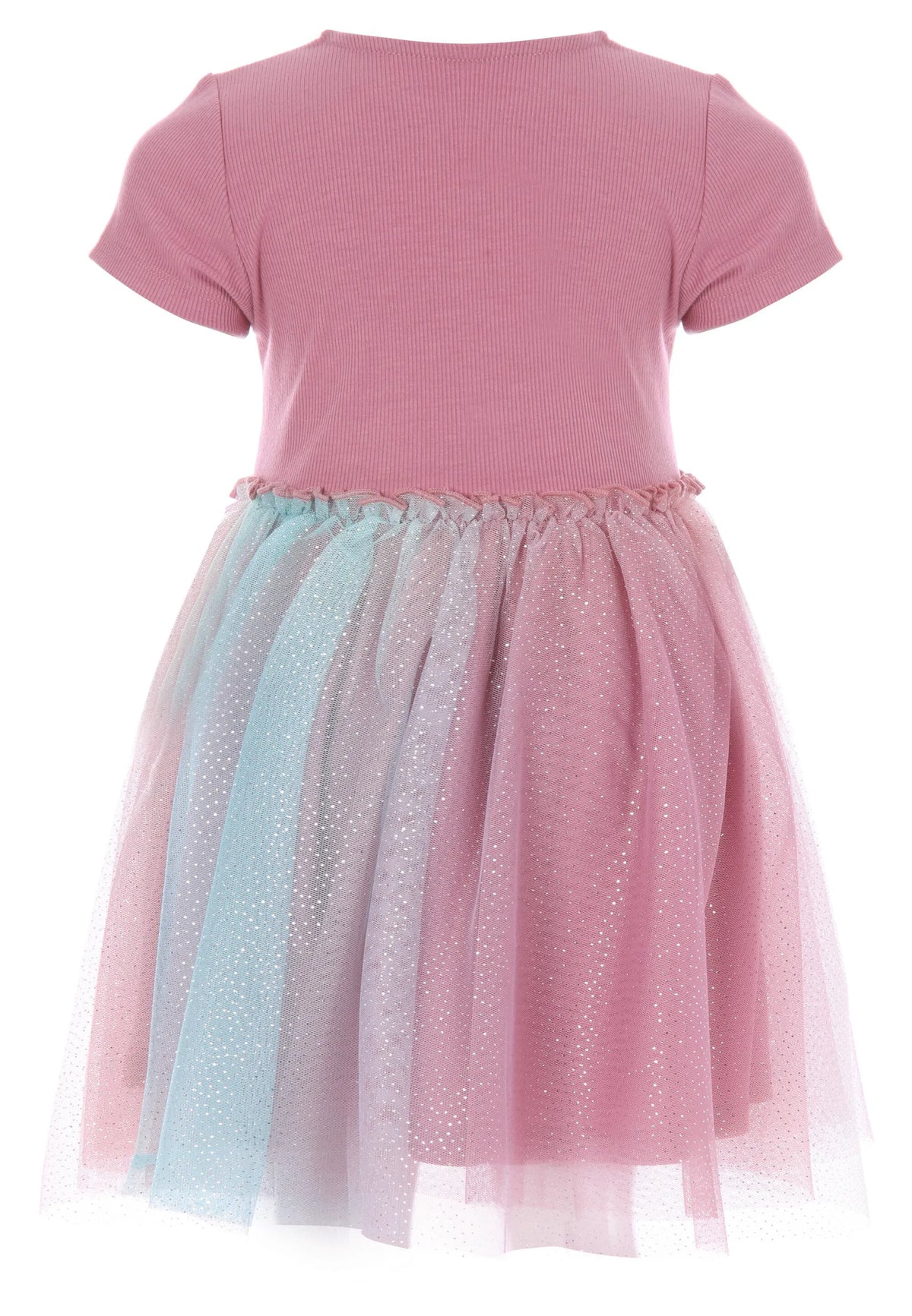 Younger Girls Pink Sparkle Mesh Skirt Dress