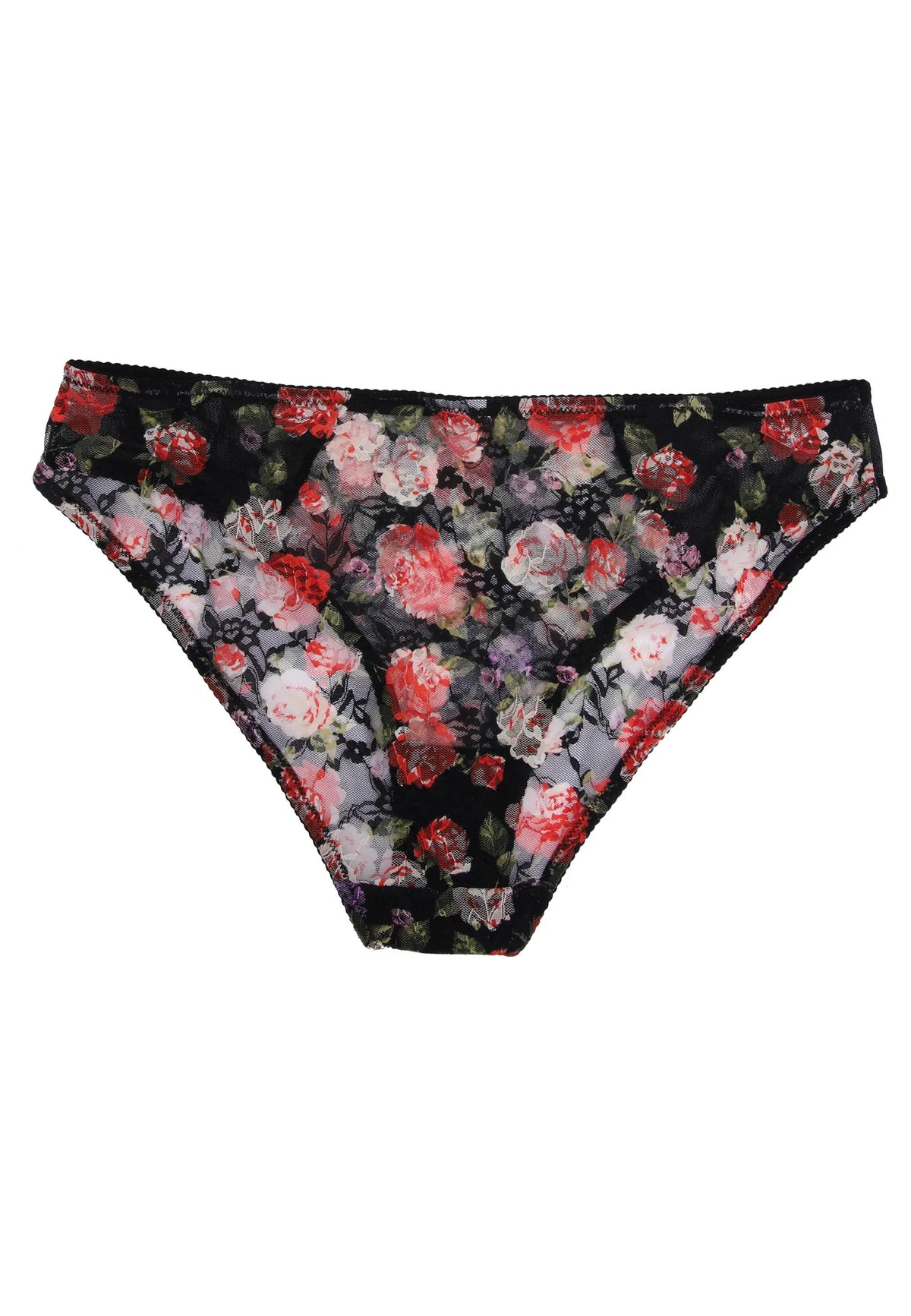 Womens Black Floral Lace Full Brief