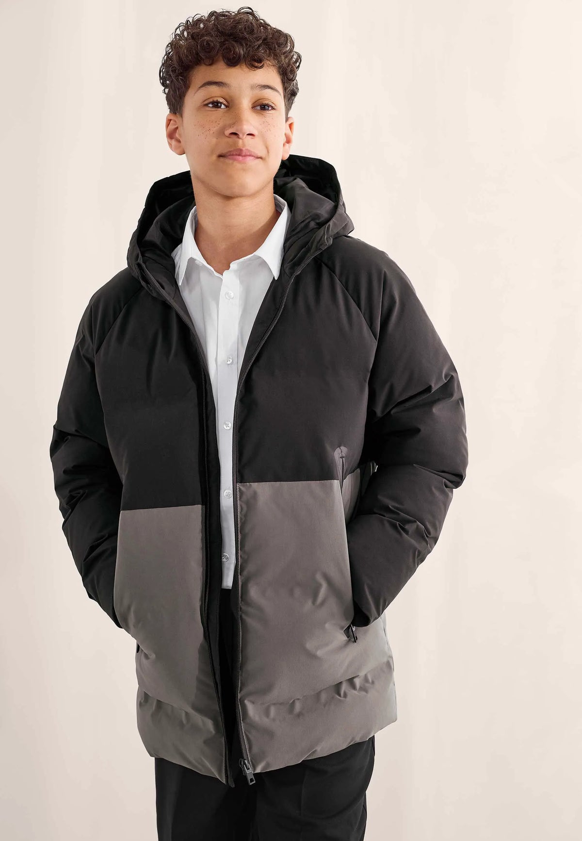 Older Boys Black Colour Block Padded Jacket