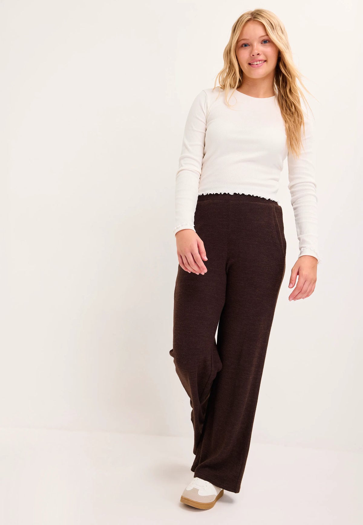 Older Girls Brown Cosy Wide Leg Joggers