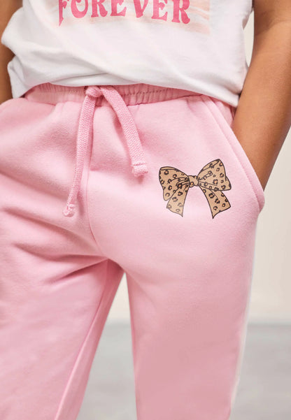 Younger Girls Pink Bow Joggers