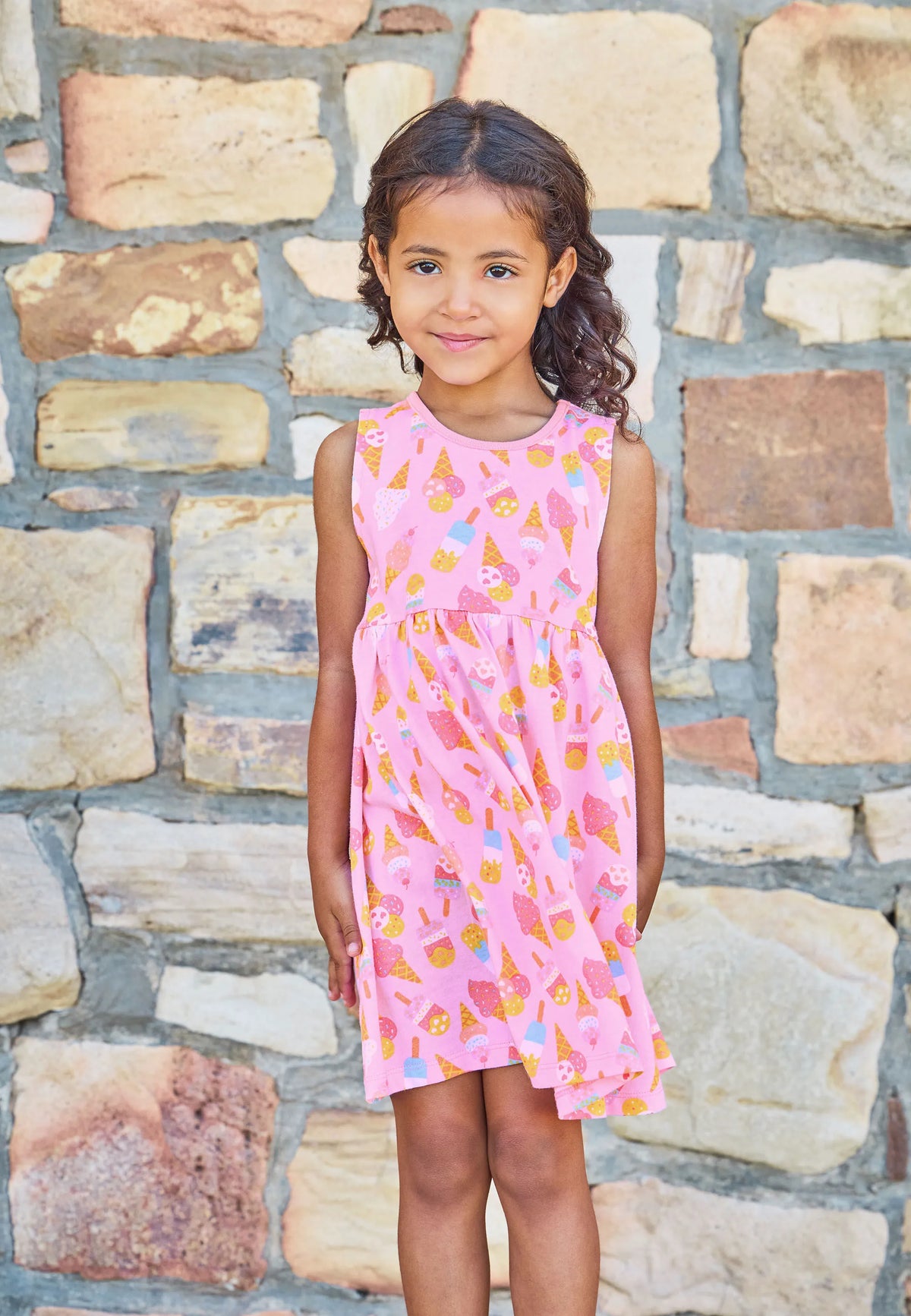 Younger Girls 2pk Orange Ice Cream Print Dress