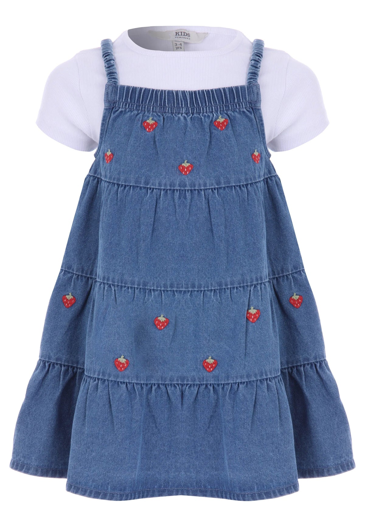Younger Girl Blue Denim Strawberry Dress & T-Shirt Set
