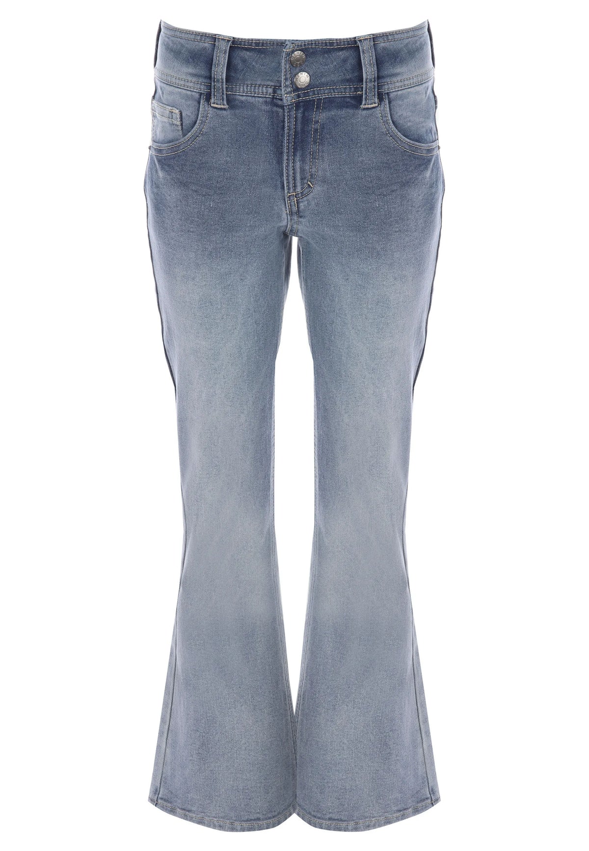 Older Girls Blue Double Button Bootcut Jeans
