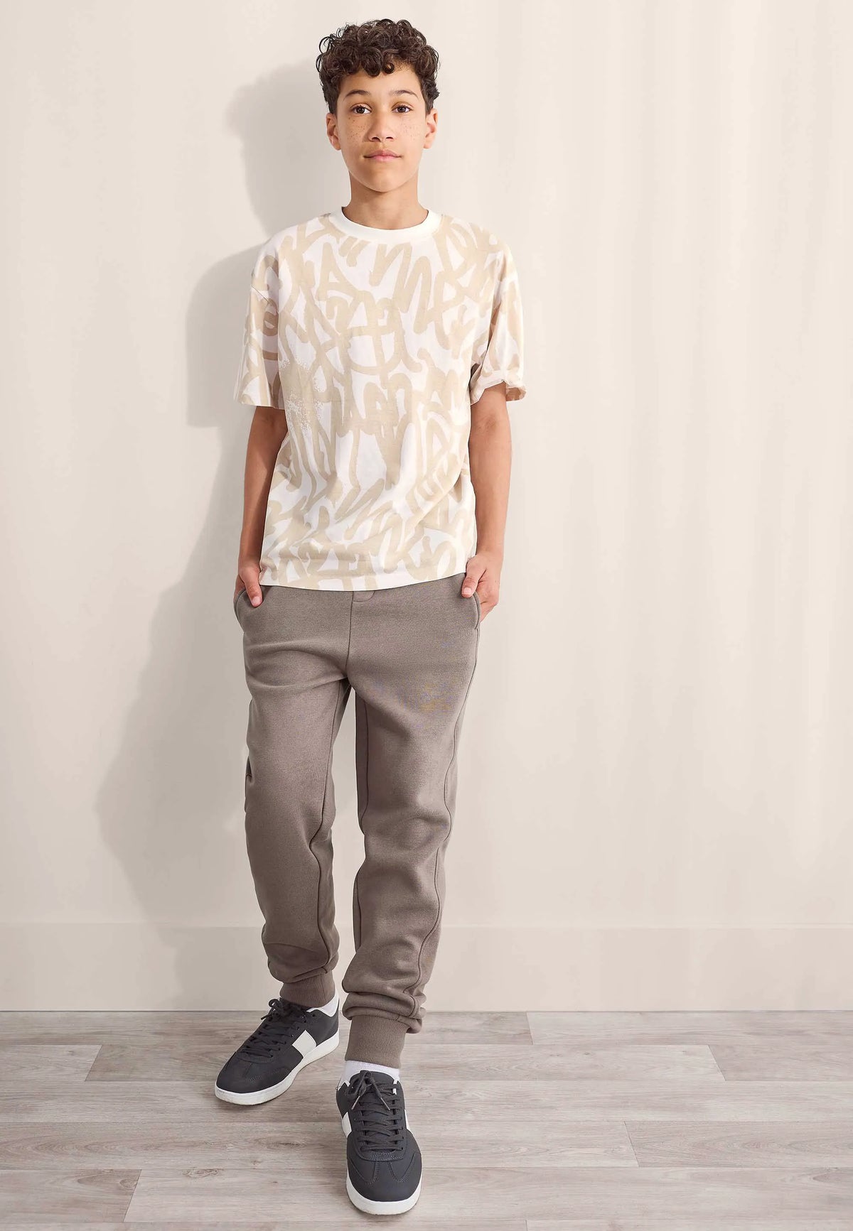 Older Boys Ecru Graffiti Print T-Shirt