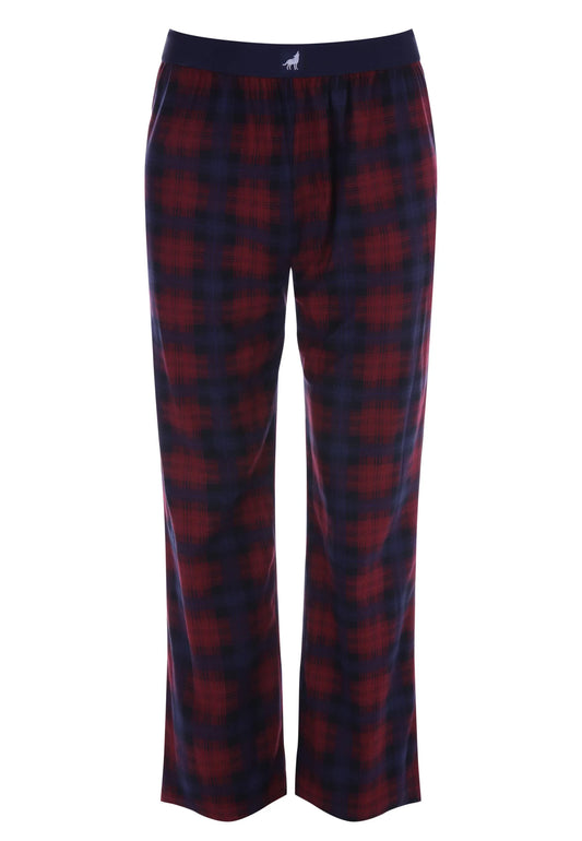 Mens Wine Check Fleece Pyjama Bottoms