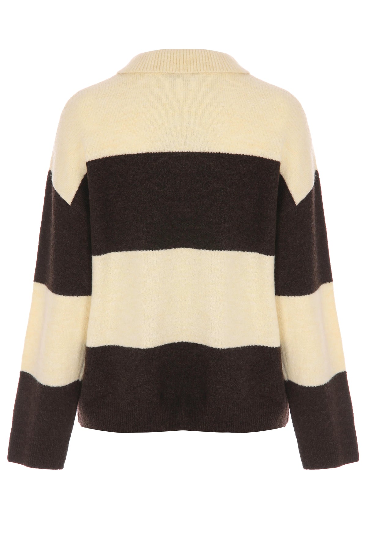 Womens Yellow & Brown Stripe Rugby Jumper