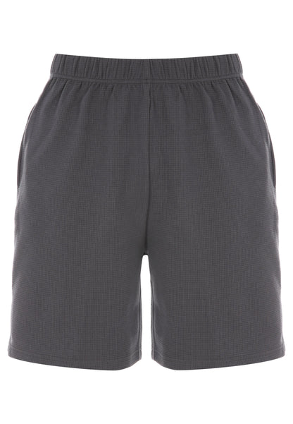 Mens Charcoal Waffle Textured Short Pyjama Set