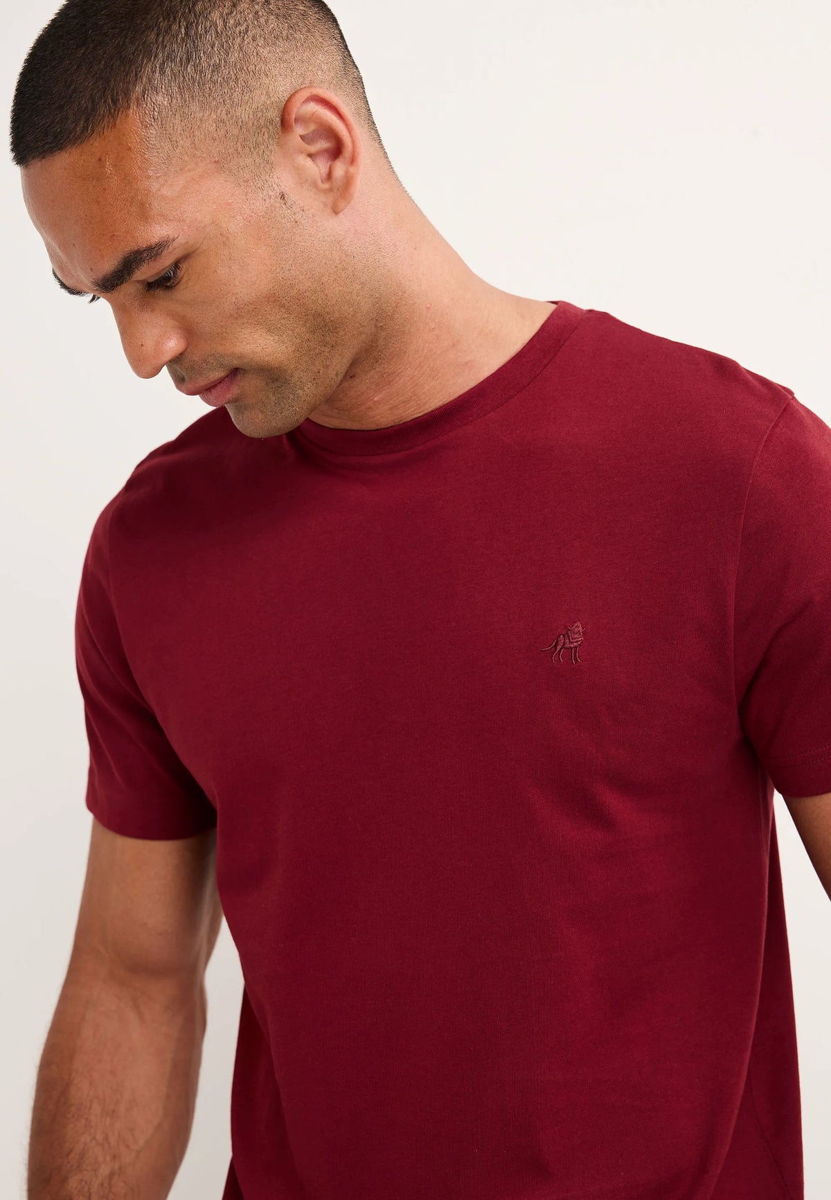 Mens Red Plain Cotton T-Shirt