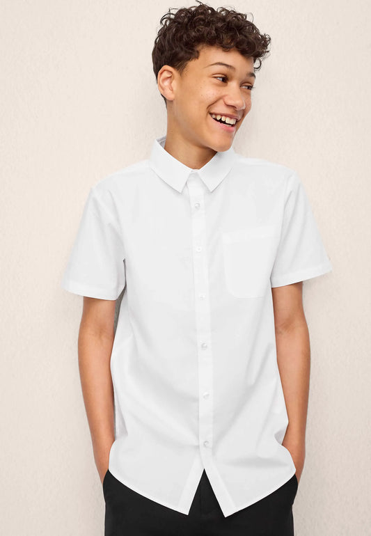 Older Boys White Short Sleeve School Shirt