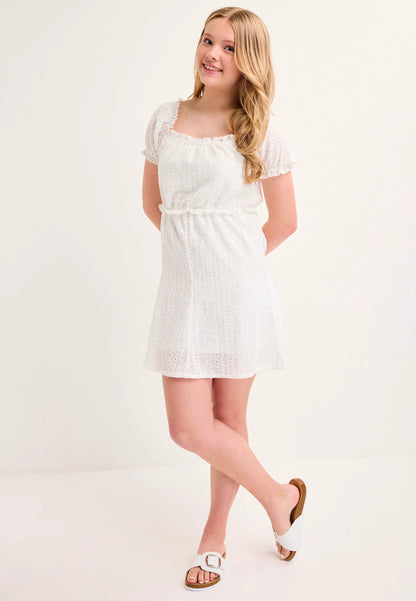 Older Girls White Crochet Dress