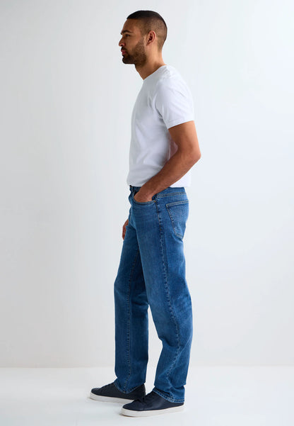 Mens Blue Plain Loose Fit Jeans