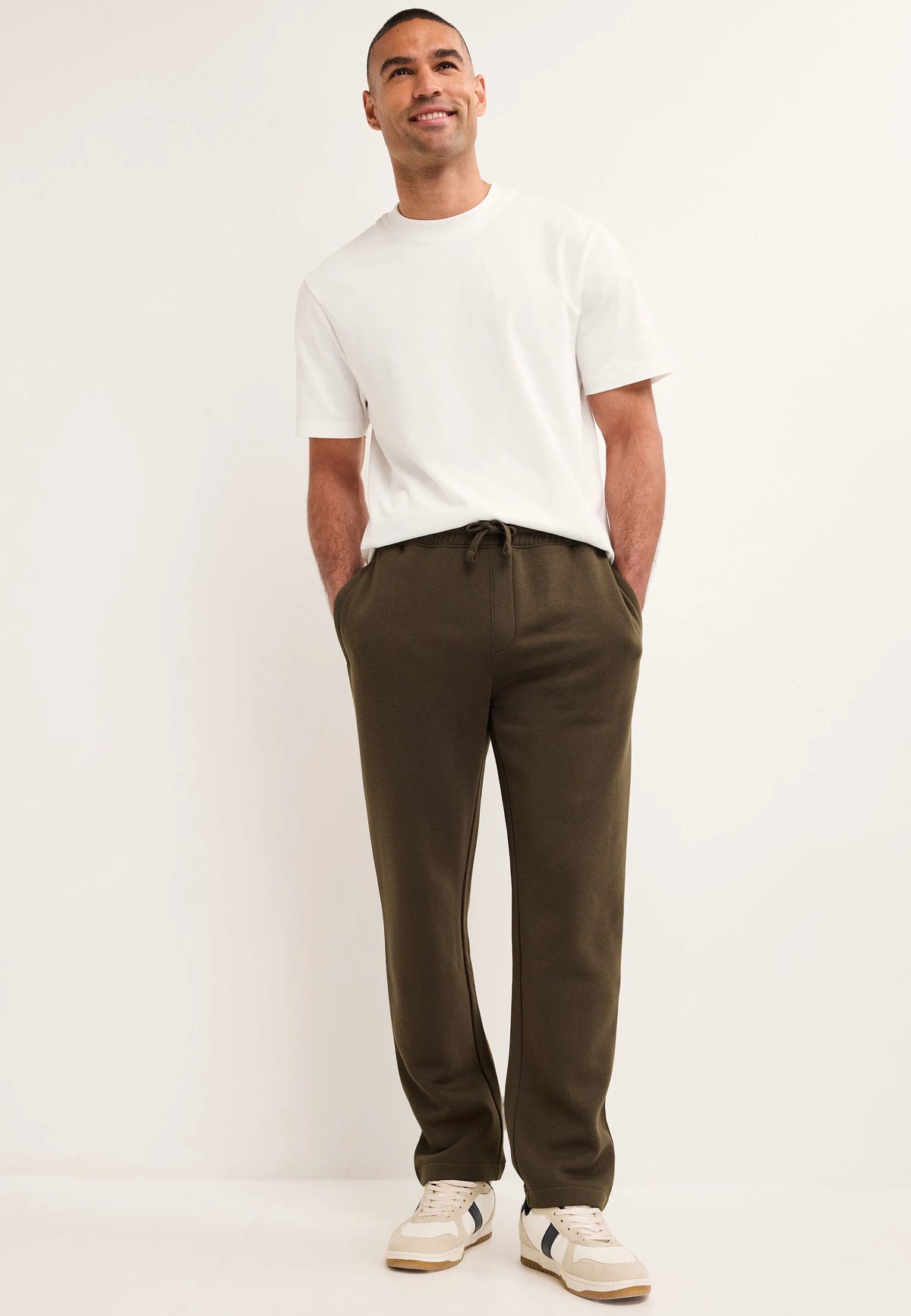 Mens Khaki Straight Fit Joggers