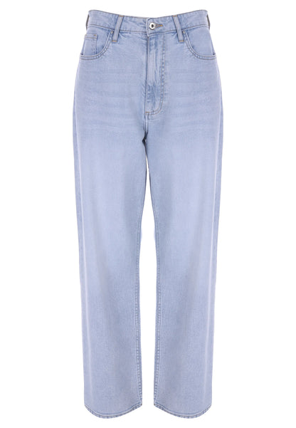 Womens Light Blue Wide Leg High Rise Jeans