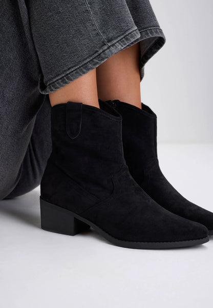 Womens Black Western Ankle Boots