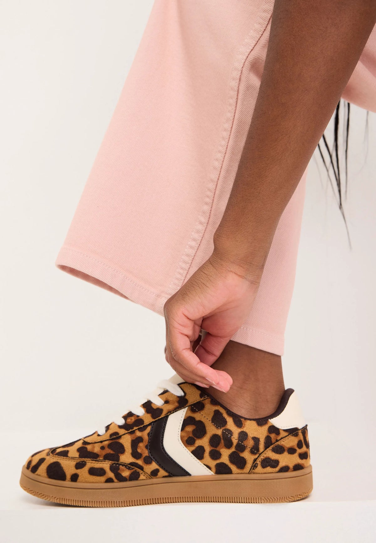Womens Brown Leopard Print Retro Trainers