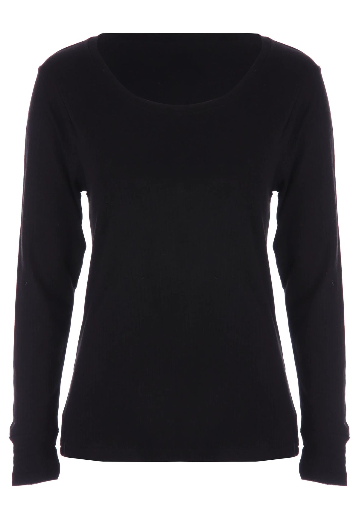 Womens Black Thermal Ribbed Long Sleeve Top