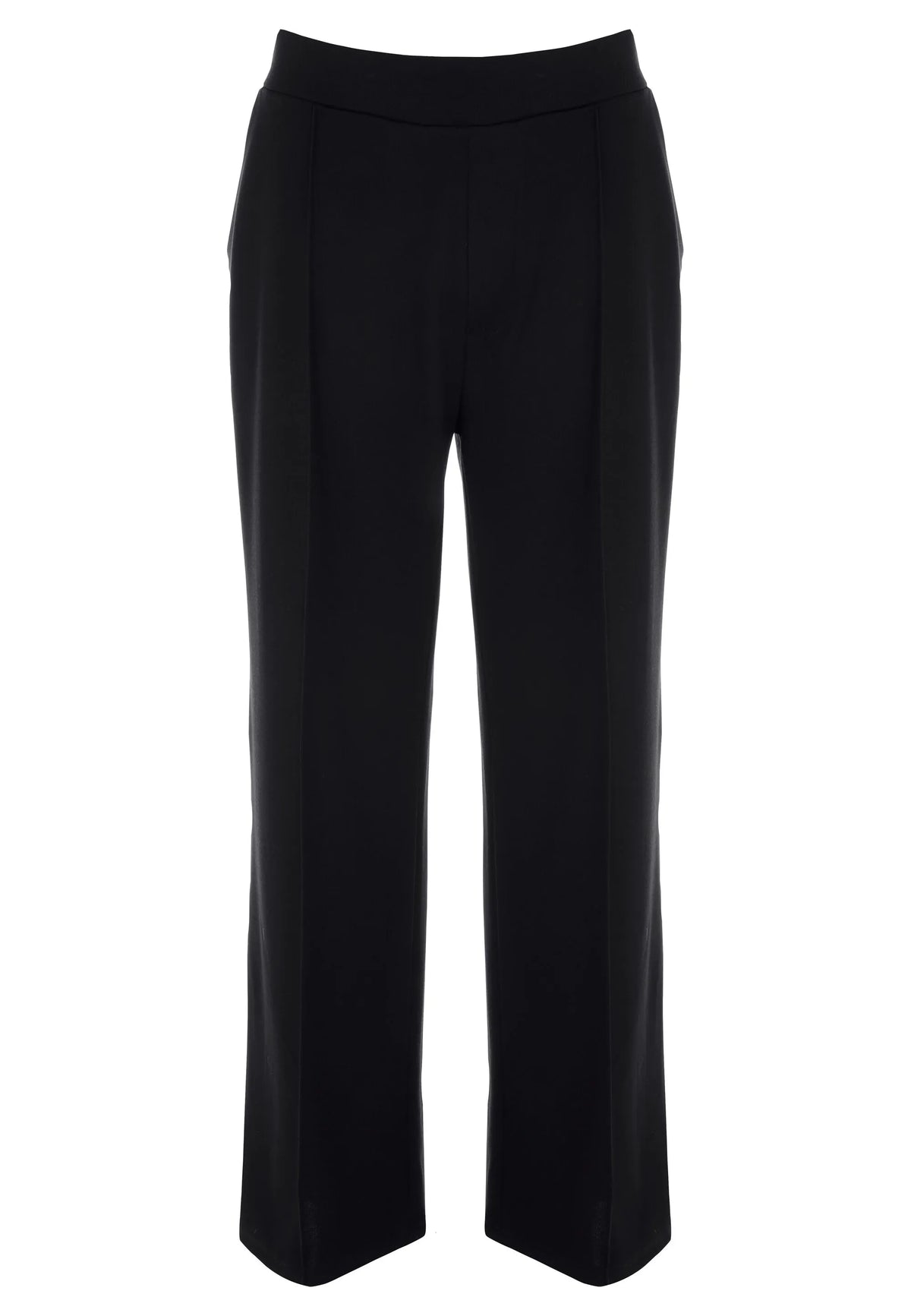 Womens Plain Black Wide Leg Smart Trousers