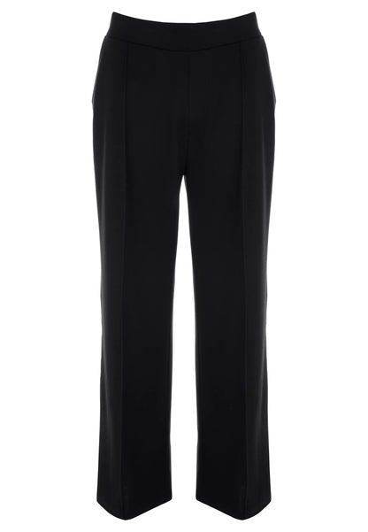 Womens Plain Black Wide Leg Smart Trousers