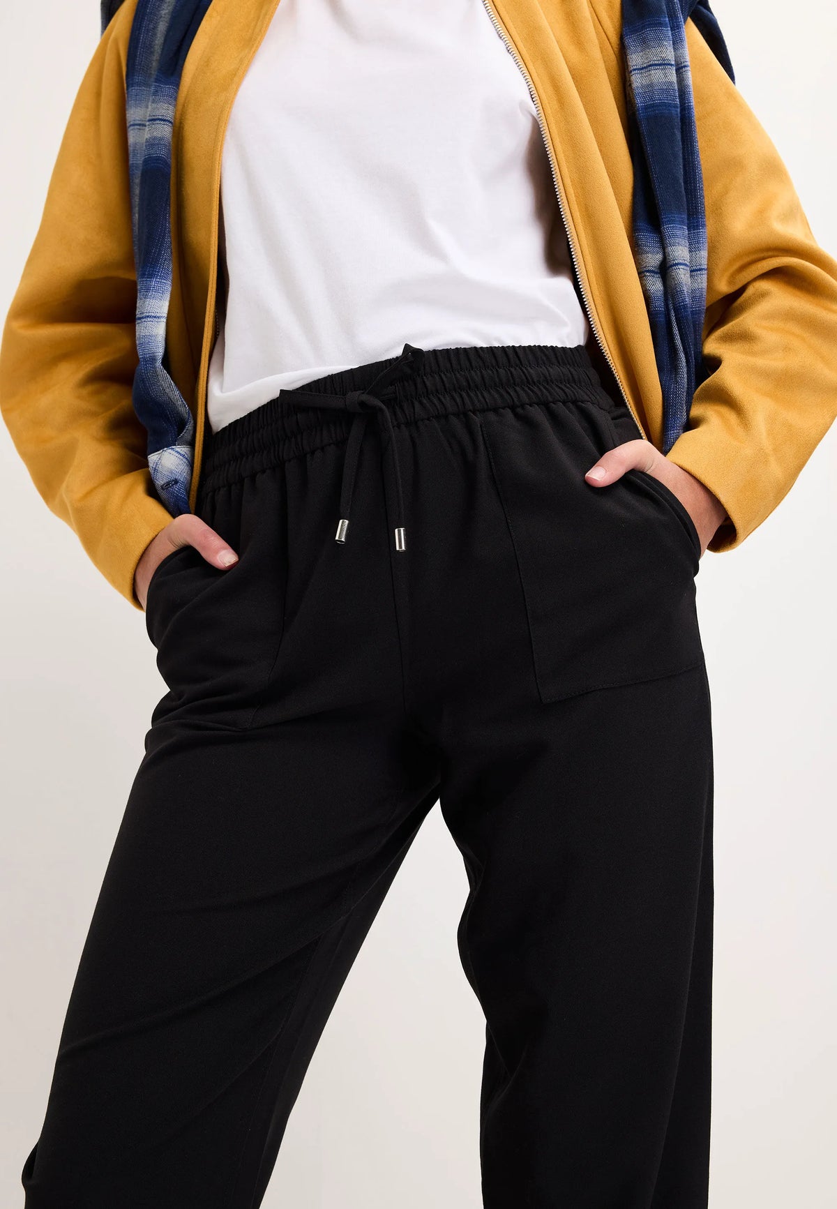 Womens Black Woven Cuffed Joggers