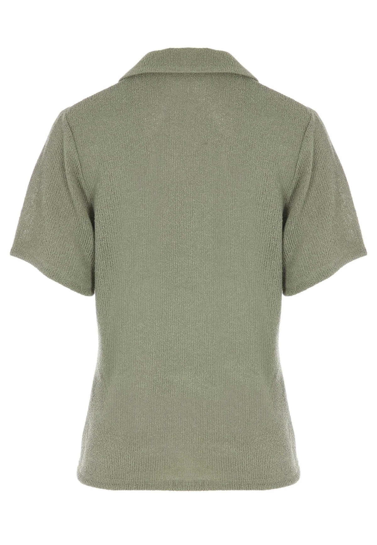 Womens Khaki Textured Short Sleeve Shirt