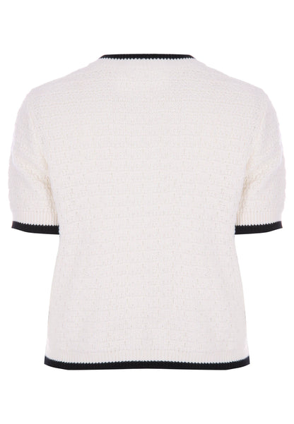 Womens Cream Textured Tipped Cardigan