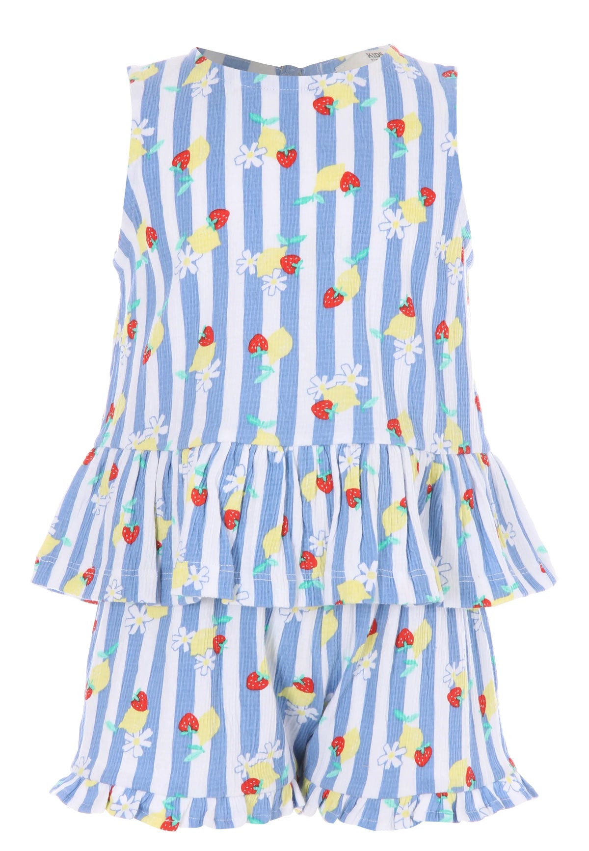 Younger Girls Blue Stripe Peplum Top and Shorts Set