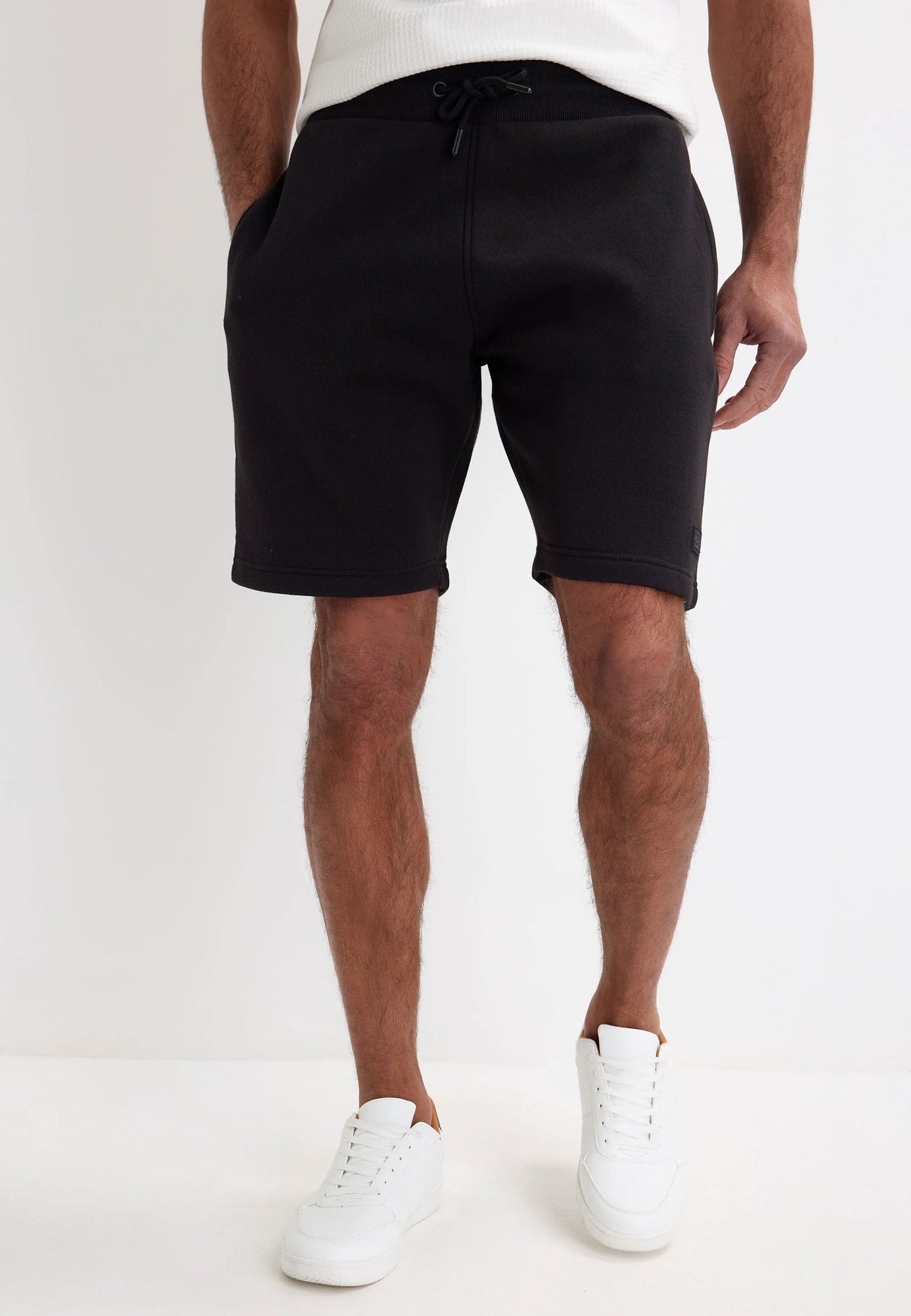 Mens Black Casual Drawstring Sweat Shorts