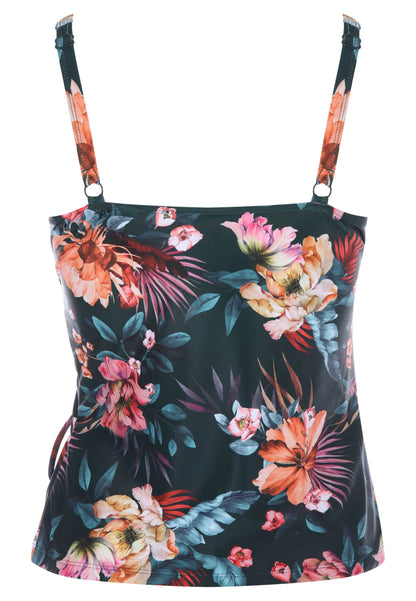 Womens Khaki Floral Print Tankini Top