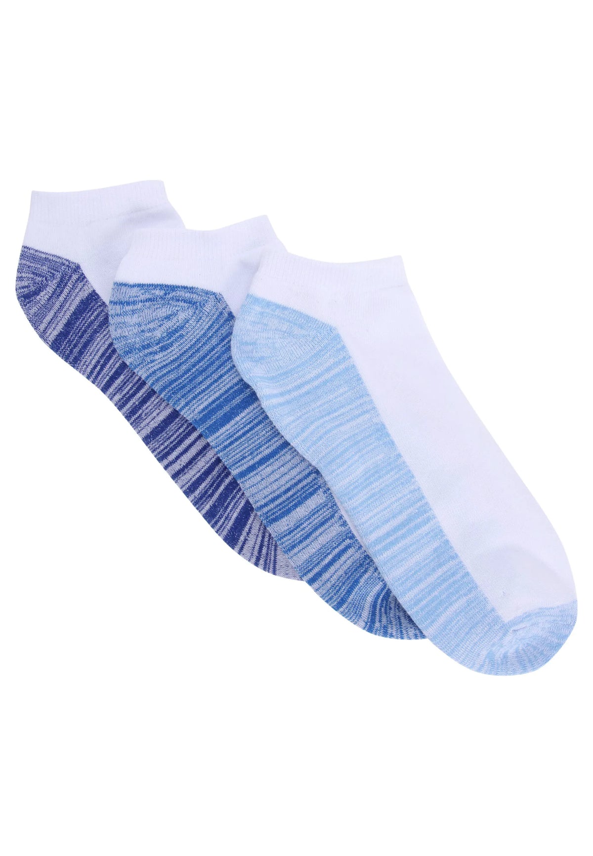 Mens 3pk Blue Stripe Cushioned Sole Trainer Socks