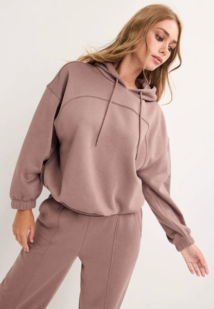 Womens Mocha Bubble Hem Hoodie