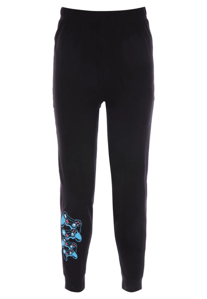 Older Boys Black Game Over Graffiti Long Sleeve Pyjama Set