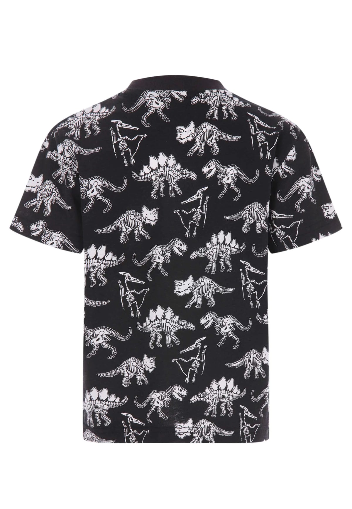 Younger Boys Black Cotton Dinosaur Print T-Shirt