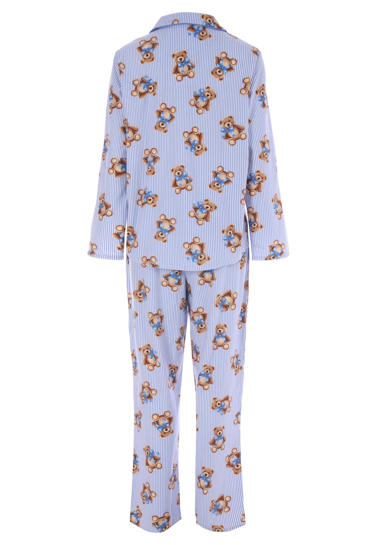 Unisex Adult Blue Stripe Bear Print Family Pyjama Set