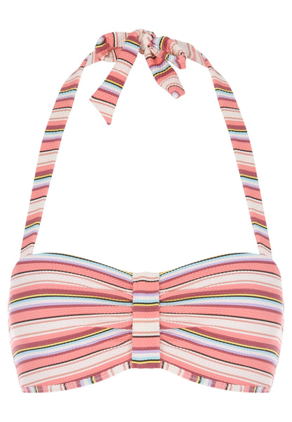 Womens Peach Stripe Bandeau Bikini Top