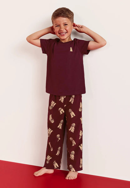Boys Burgundy Dog Print Family Pyjama Set