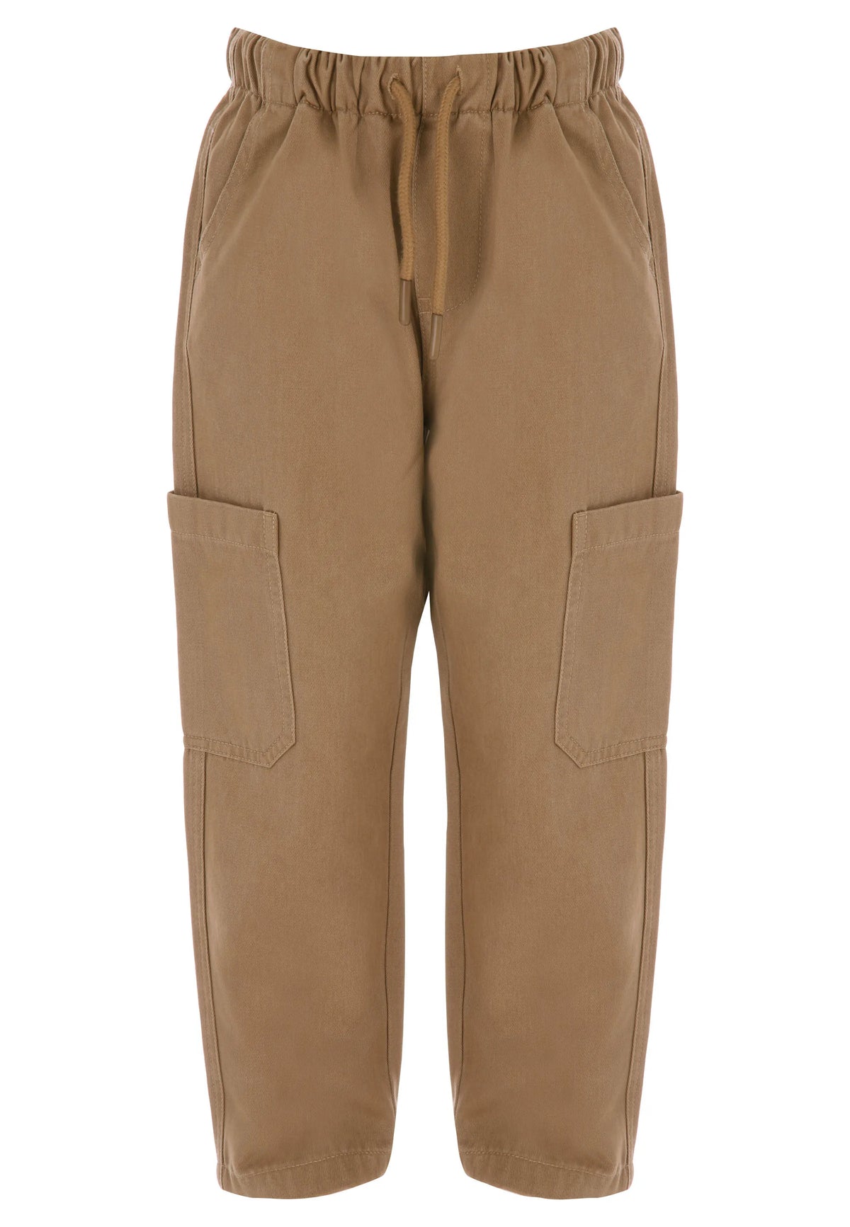 Younger Boys Mocha Woven Cotton Cargo Trousers