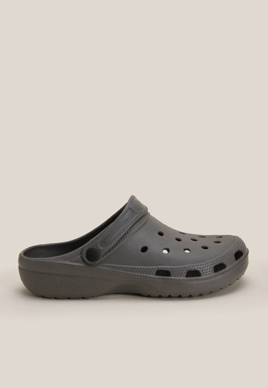 Mens Grey Plain Clog Sandals