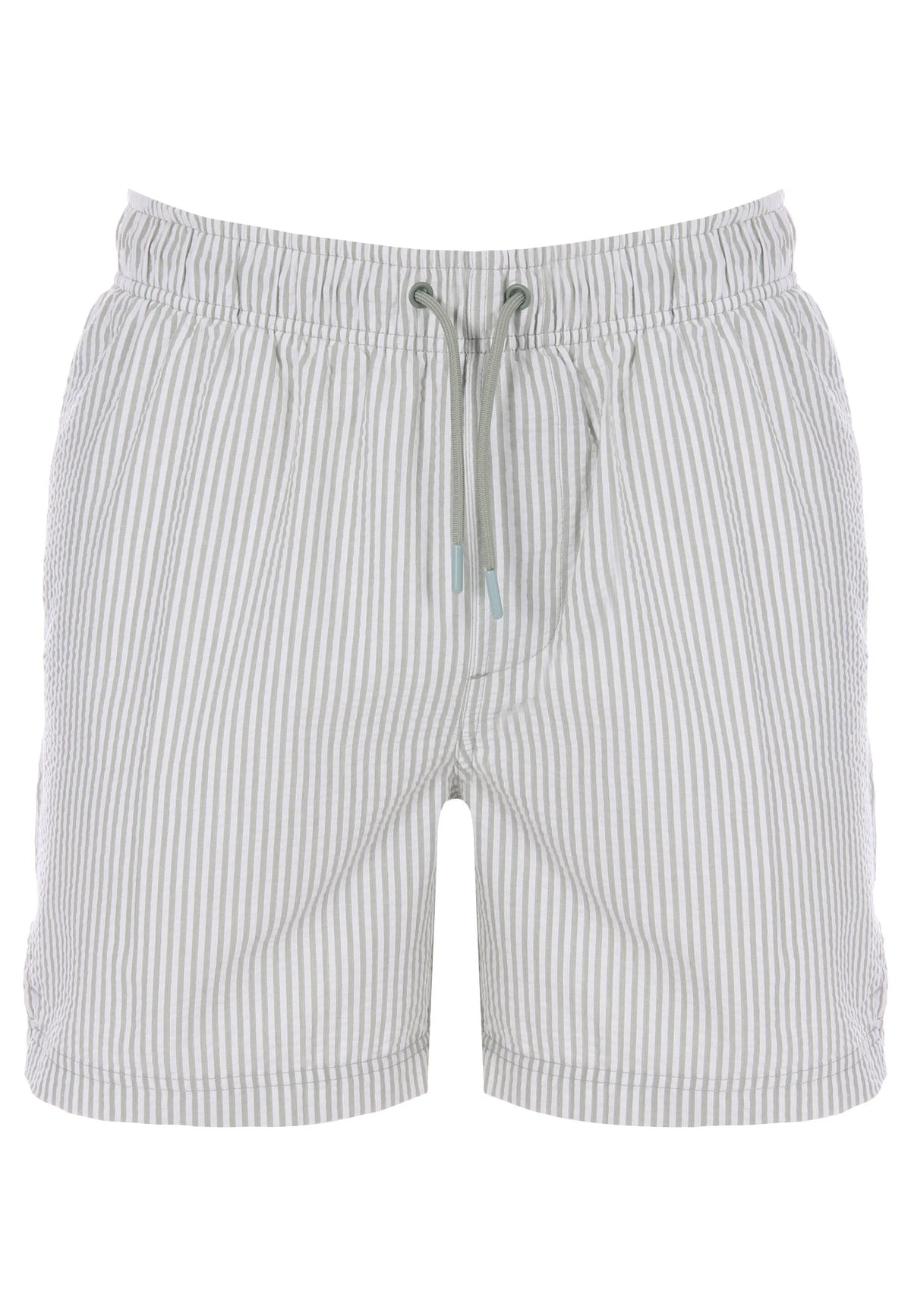Mens Sage Stripe Seersucker Swim Shorts