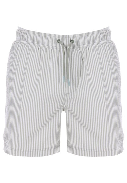Mens Sage Stripe Seersucker Swim Shorts