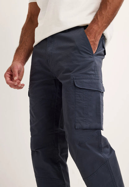 Mens Dark Blue Cargo Straight Leg Trousers
