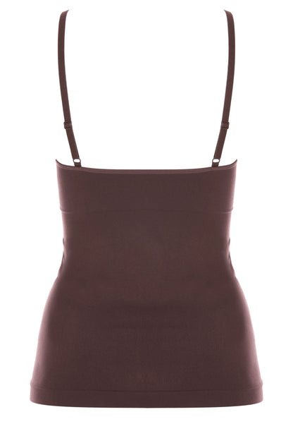 Womens Brown Lace Trim Seamfree Cami Top