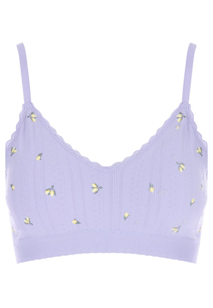 Womens Lilac Lemon Pointelle Seamless Comfort Bra